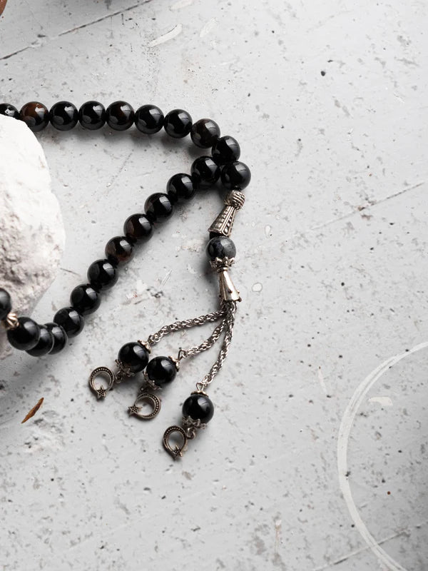 Black Aqeeq Stone Tasbih (10mm)