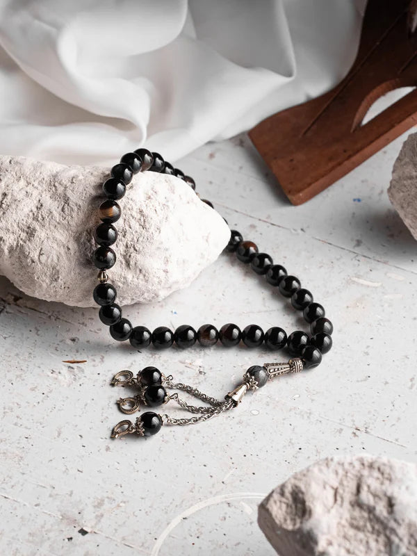 Black Aqeeq Stone Tasbih (10mm)