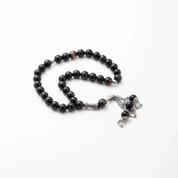 Black Aqeeq Stone Tasbih (10mm)