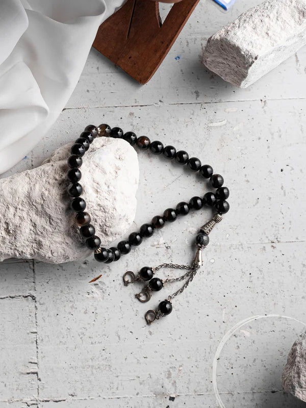 Black Aqeeq Stone Tasbih (10mm)