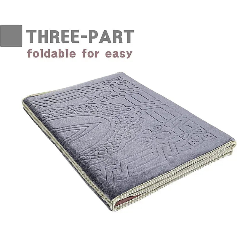 "Luxurious Folding Baithak Janamaz with Back Rest - Velvet Prayer Rug"