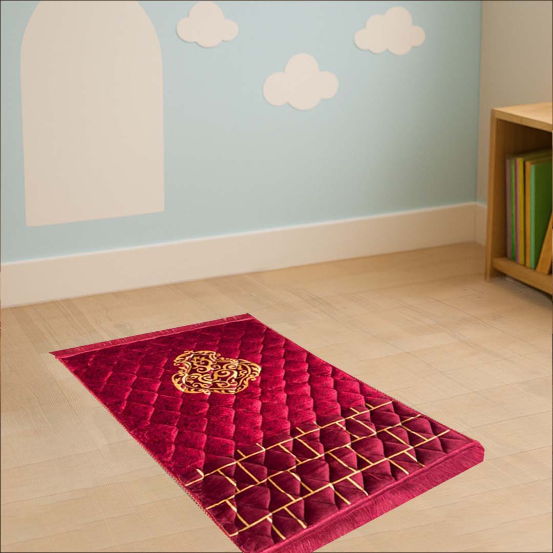 Kids Luxurious Mink Prayer Mat - Gold Series, Soft & Elegant Design
