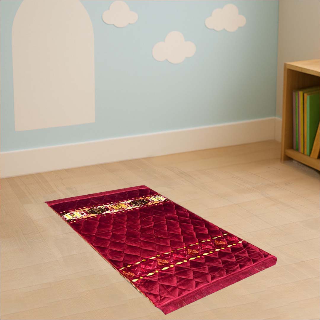 Kids Velvet Print Luxury Quilted padded Prayer Mat