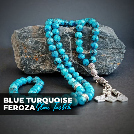 Blue Turquoise Feroza  Stone Tasbih ( 8mm )