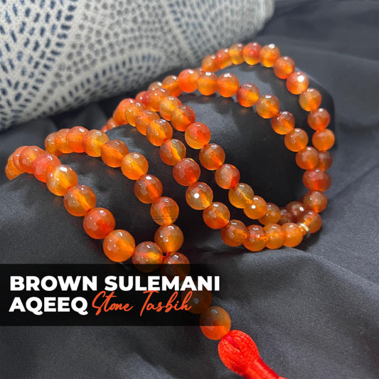 Brown Sulemani Aqeeq Stone Tasbih (10mm )