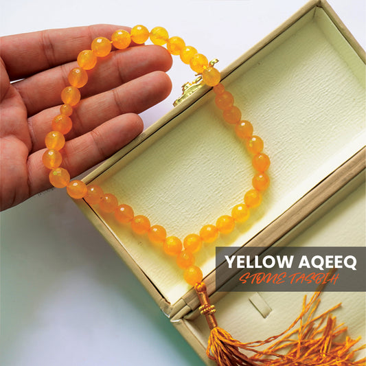 Yellow Aqeeq Stone Tasbih (10mm)