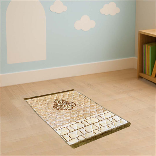 Kids Luxurious Mink Prayer Mat - Gold Series, Soft & Elegant Design - THE RUHANI