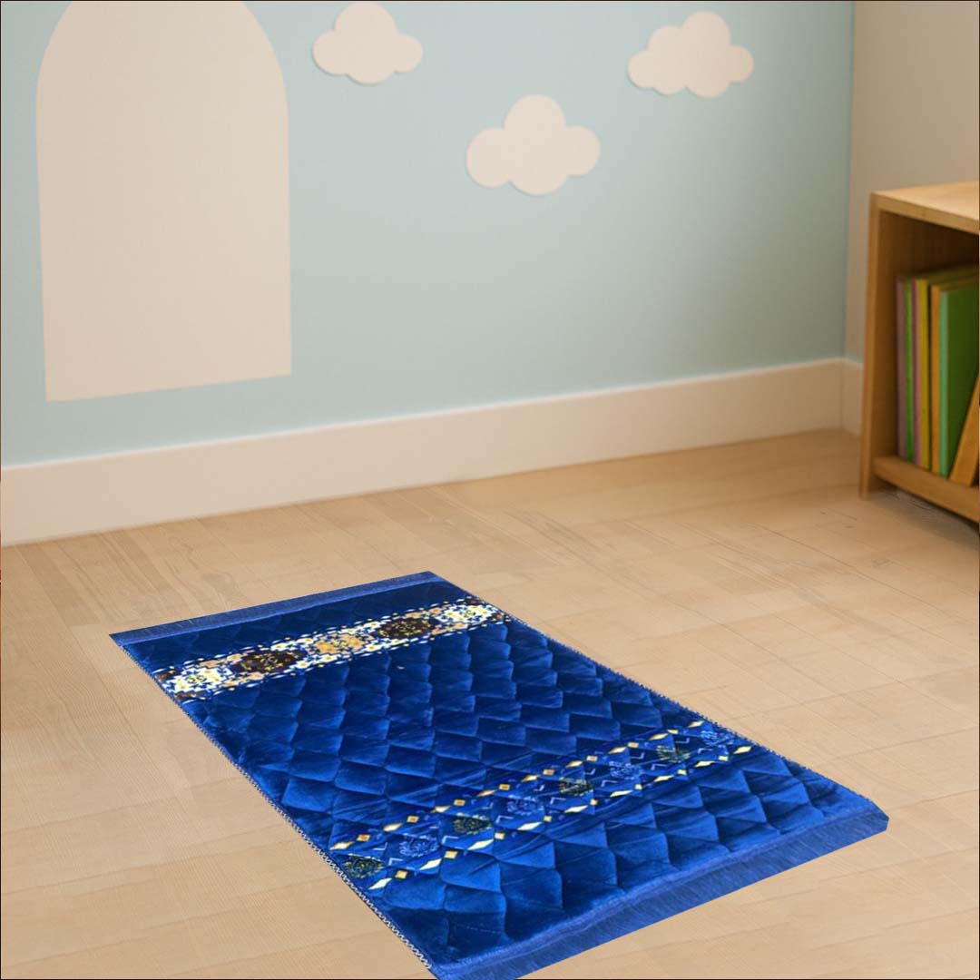 Kids Velvet Print Luxury Quilted padded Prayer Mat - THE RUHANI