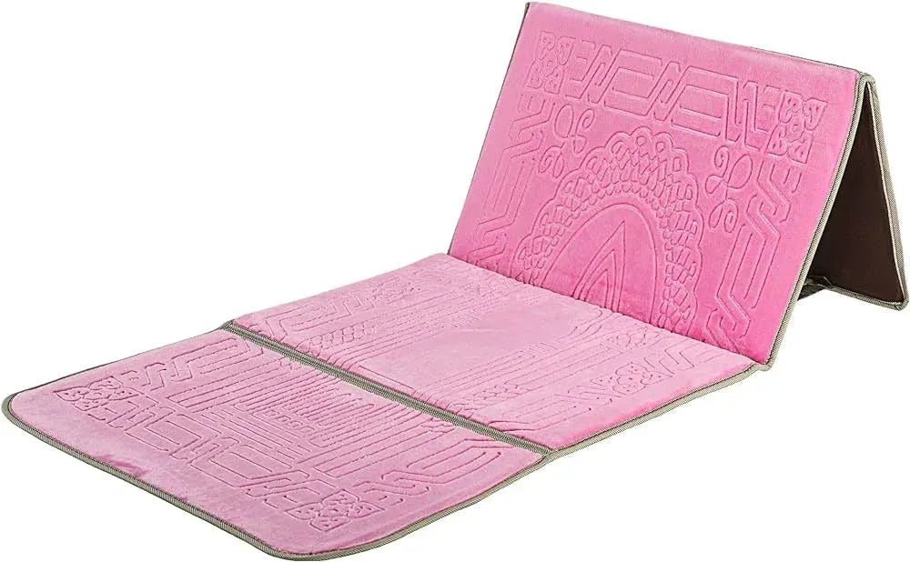 Luxurious Folding Baithak Janamaz with Back Rest - Velvet Prayer Rug - THE RUHANI