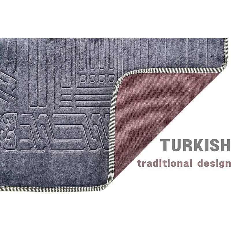 Luxurious Folding Baithak Janamaz with Back Rest - Velvet Prayer Rug - THE RUHANI