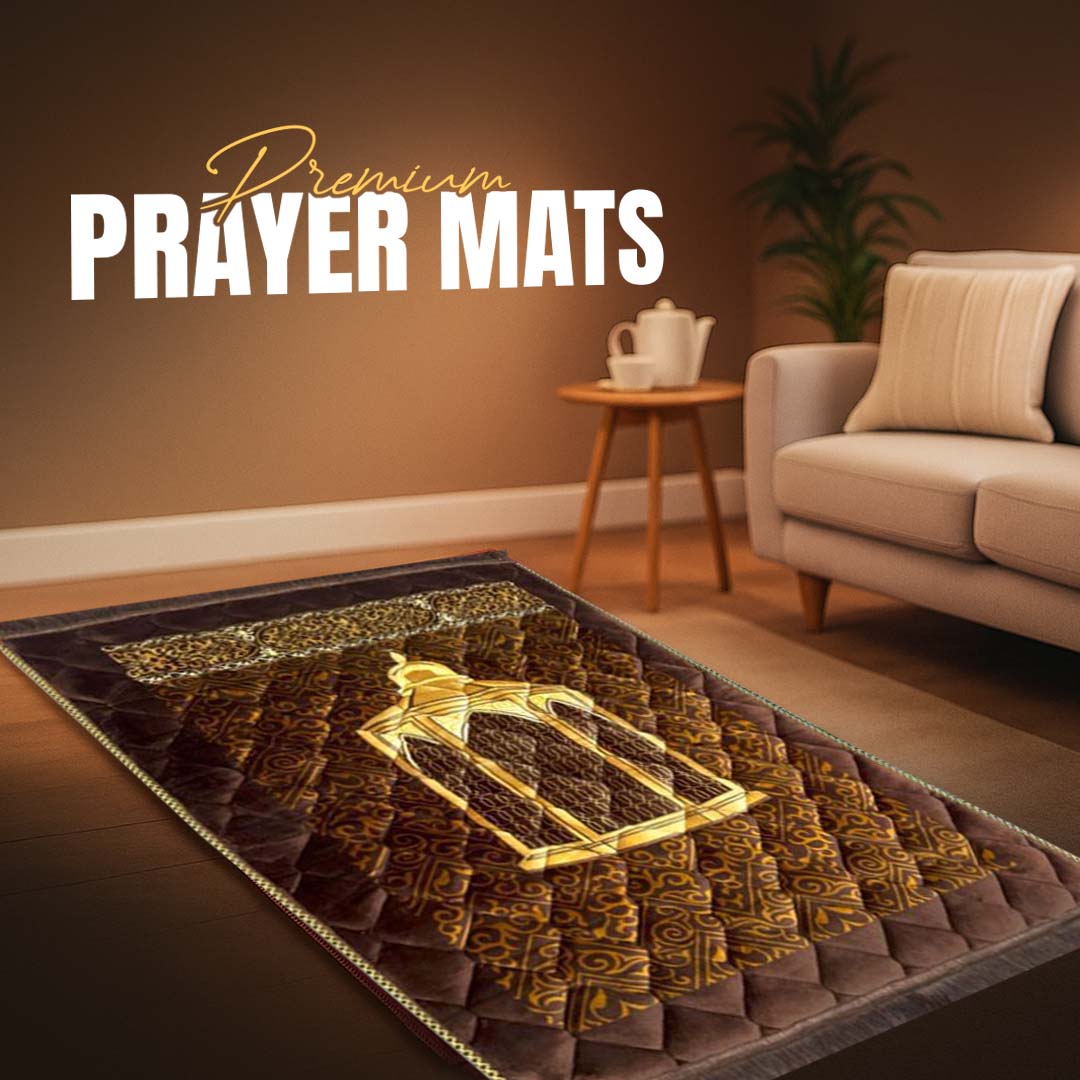Maqam e Ibrahim Print velvet Foam Prayer Mat - THE RUHANI