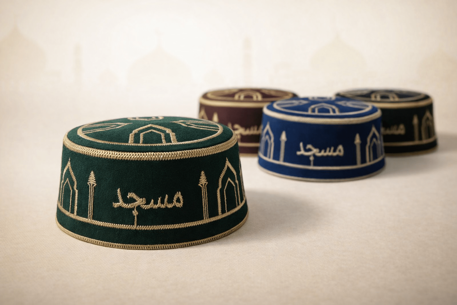 Masjid Prayer Caps ( Hadiyah ) – Premium Embroidered Multicolor - THE RUHANI