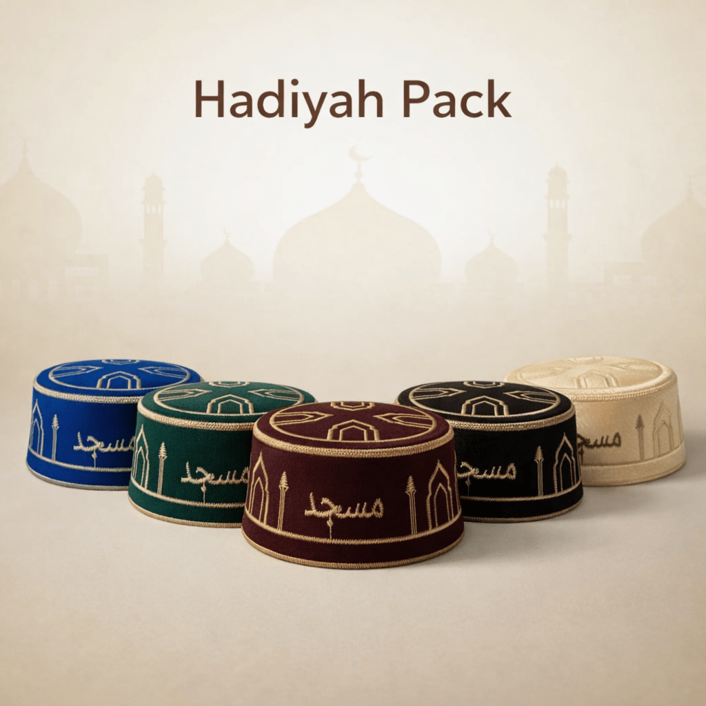 Masjid Prayer Caps ( Hadiyah ) – Premium Embroidered Multicolor - THE RUHANI