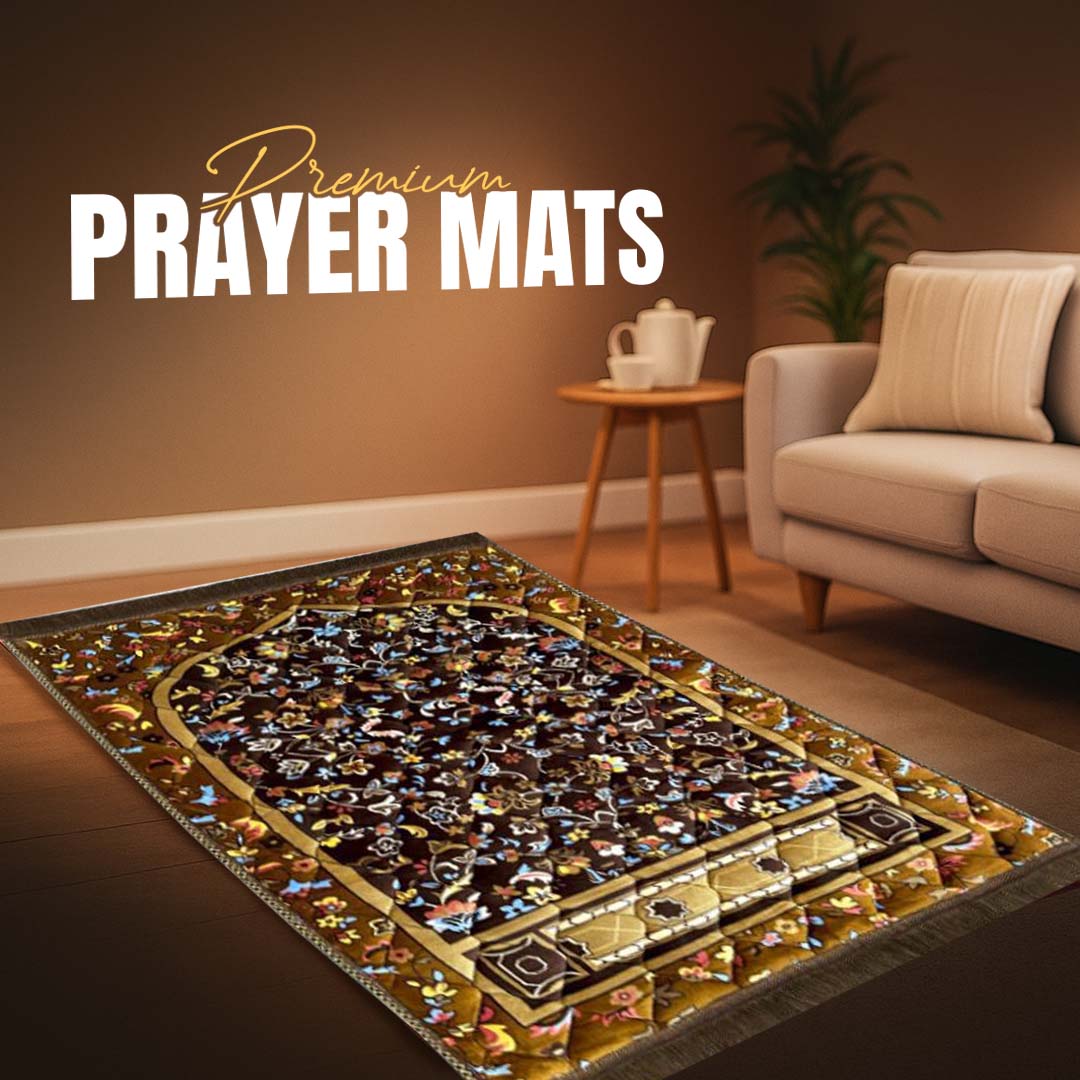 Multi Floral Print Velvet Luxury Prayer Mat. - THE RUHANI